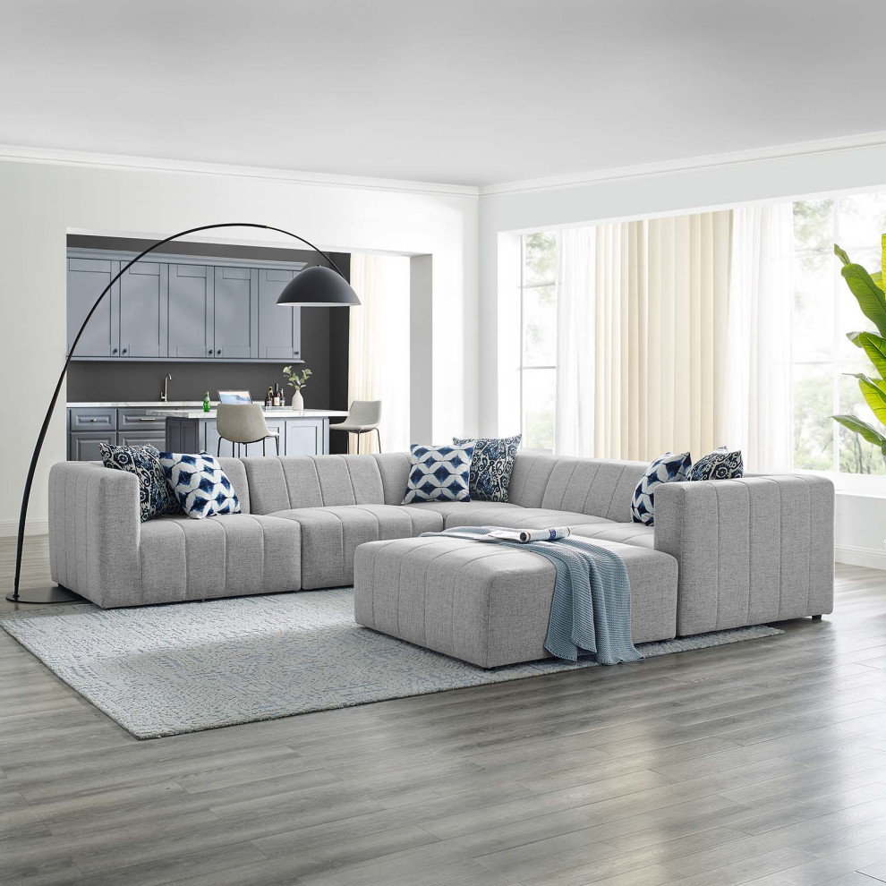 Bartlett Upholstered Fabric 6 Piece Sectional Sofa   Transitional   Sectional Sofas   by ShopFreely  Houzz