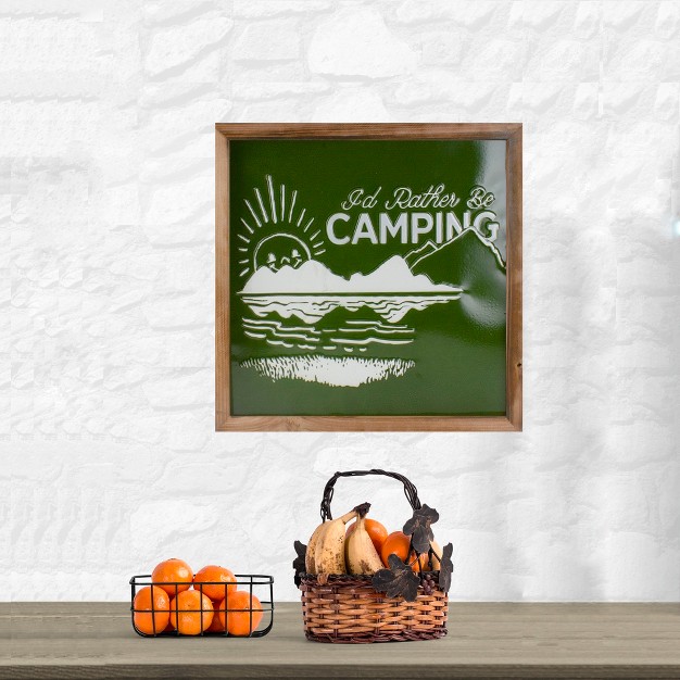 Raz Imports 14 Green And White I x27 d Rather Be Camping Metal Wall Art