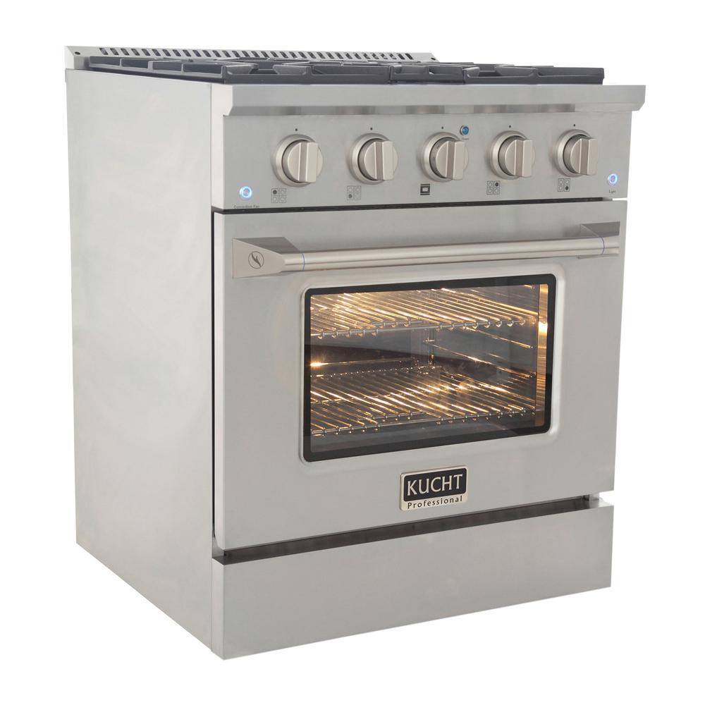 Kucht 30 in. 4.2 cu. ft. Dual Fuel Range with Gas Stove and Electric Oven with Convection Oven in. Stainless Steel KDF302-S