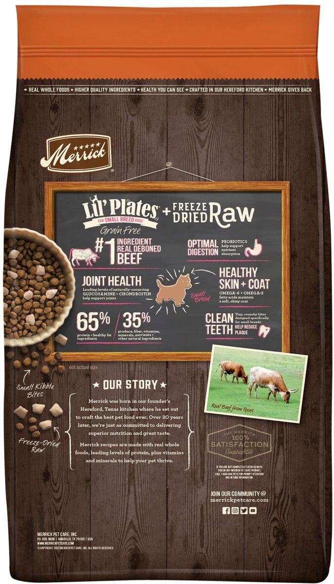 Merrick Lil' Plates Grain-Free Chicken-Free Beef and Sweet Potato Recipe with Freeze-Dried Raw Bites Dry Dog Food