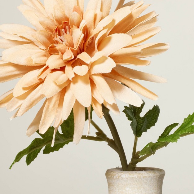 Mini Faux Orange Daisy Flower Arrangement With Magnolia