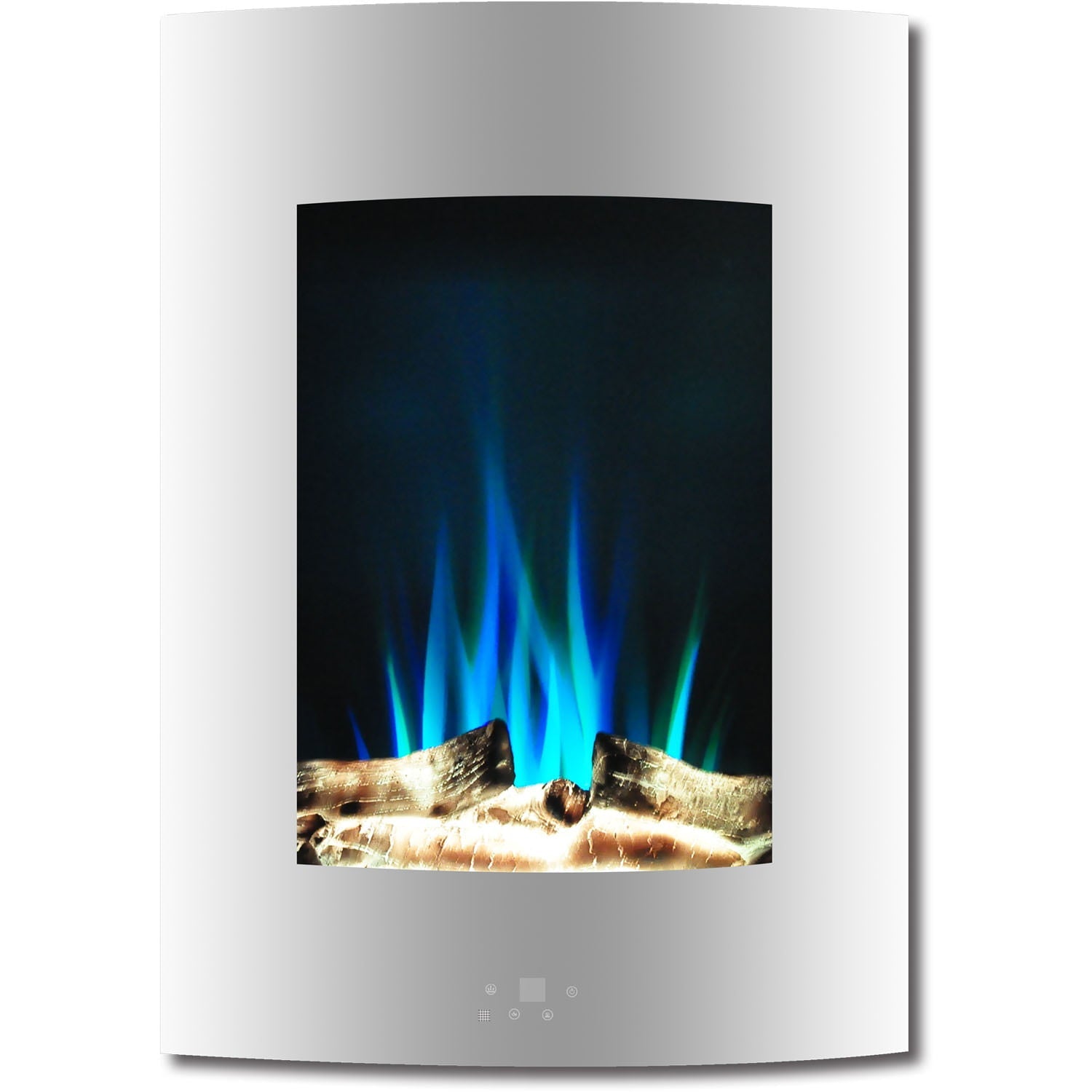 Cambridge 19 In. Vertical Electric Wall Mounted Fireplace Heater with Multicolor Flame and Driftwood Log Display, Adjustable Heat, Remote - CAM19VWMEF-2WHT