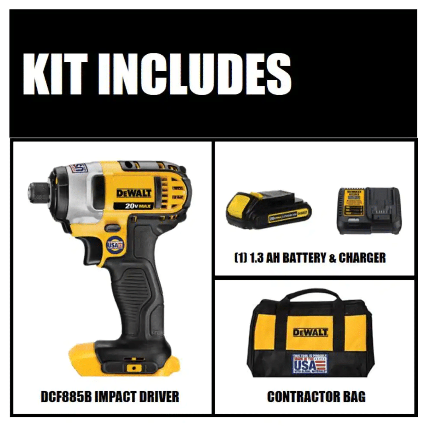 Dewalt 20V Max Impact Driver Kit， 1/4-Inch (DCF885C1)