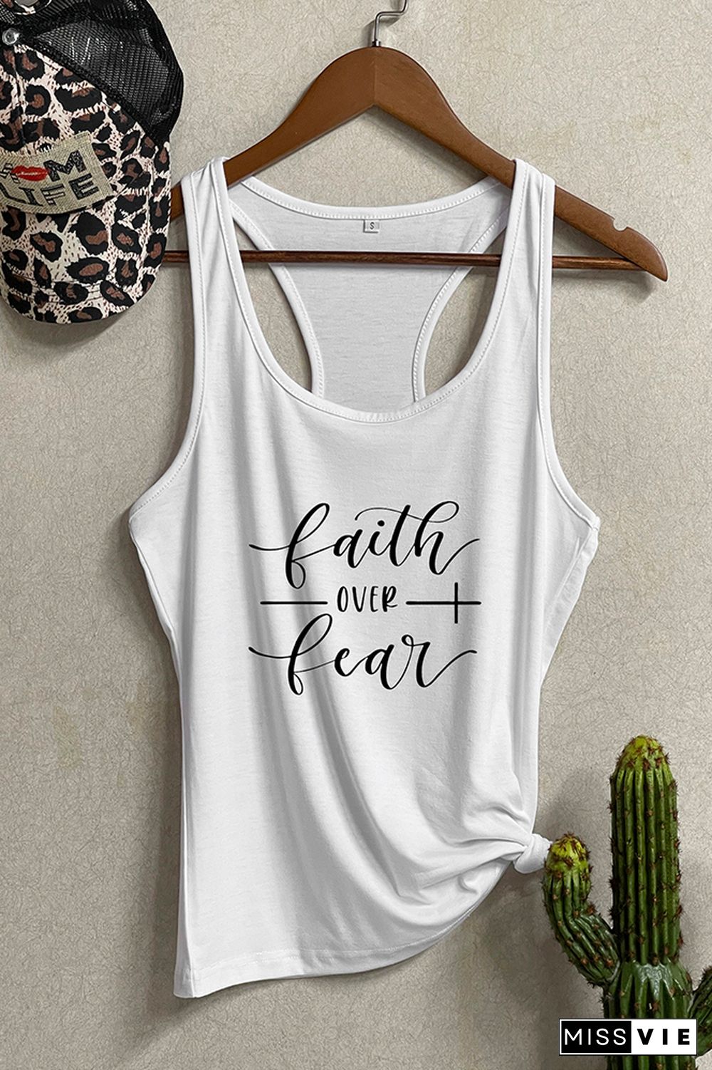 Faith Over Fear Printed Sleeveless Tank Top Wholesale