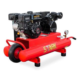 Stark 10 Gal. 6.5 HP Portable Gas-Powered Twin Stack Air Compressor with Built-In Handles 65152-H1