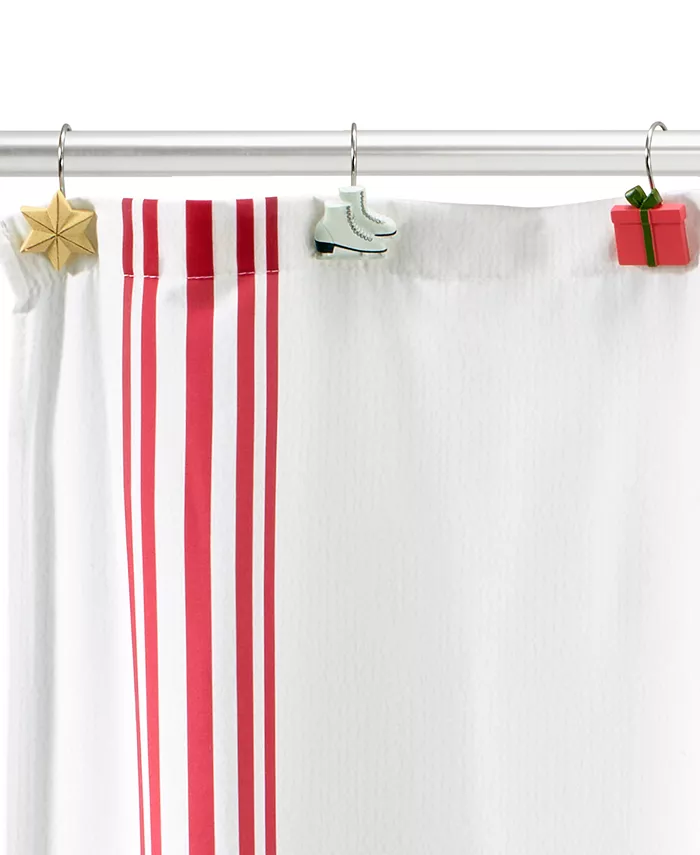 Avanti Holiday Countdown Shower Curtain and Shower Hooks 13 Piece Set