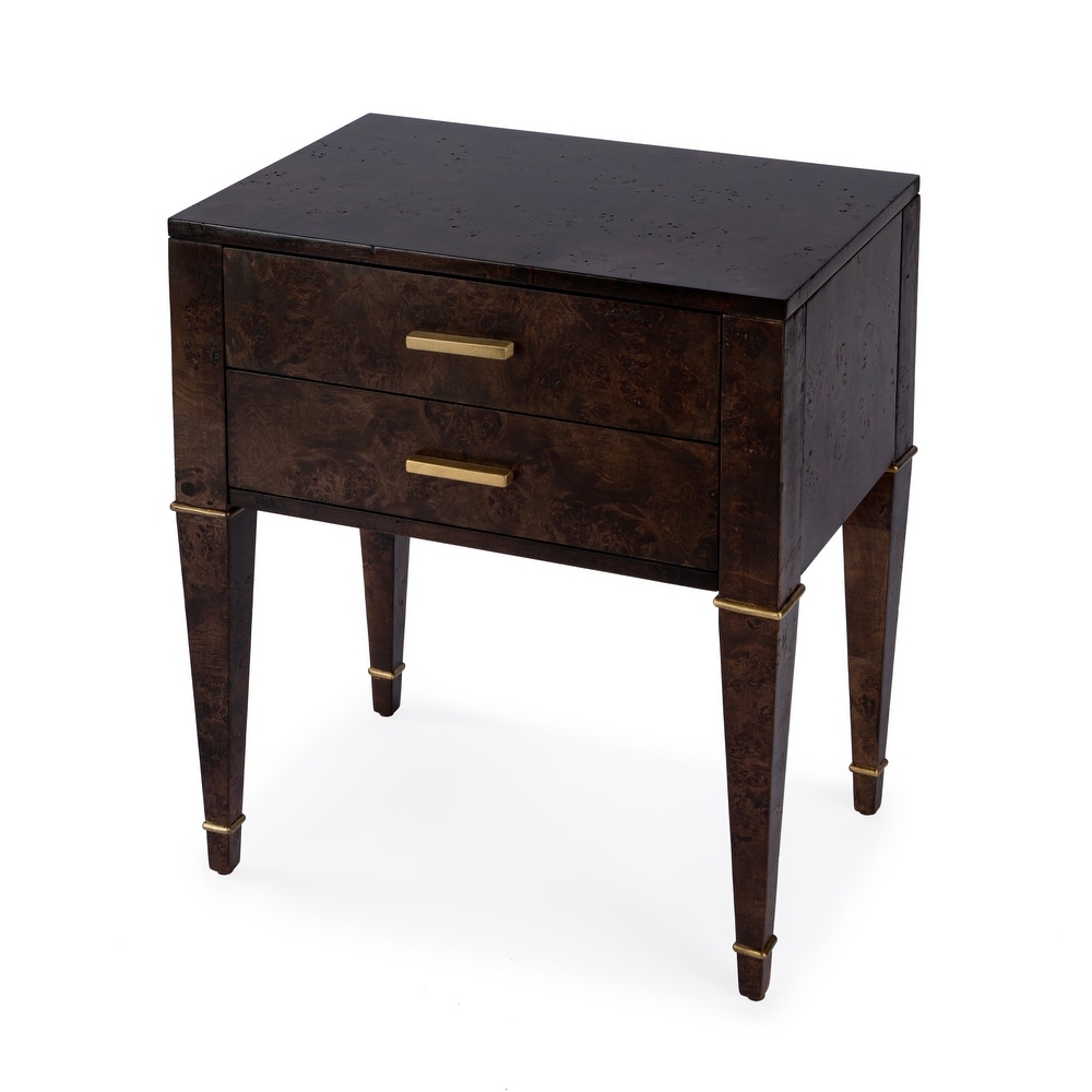 Kai 2 Drawer Burl Wood End Table