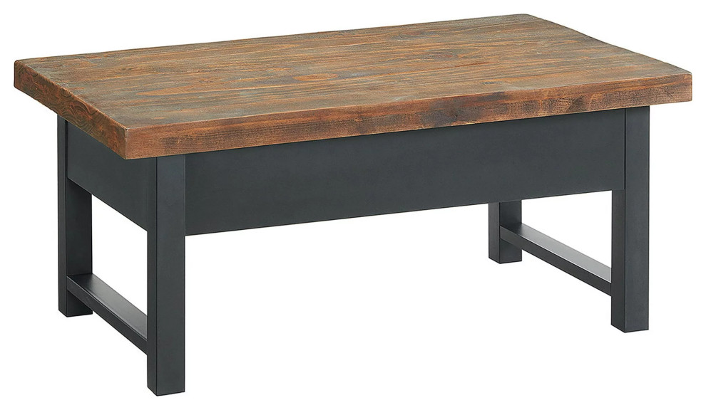 Rustic Coffee Table  Pine Wood Construction With Lifting Up Top  Brown/Black   Rustic   Coffee Tables   by Declusia  Houzz