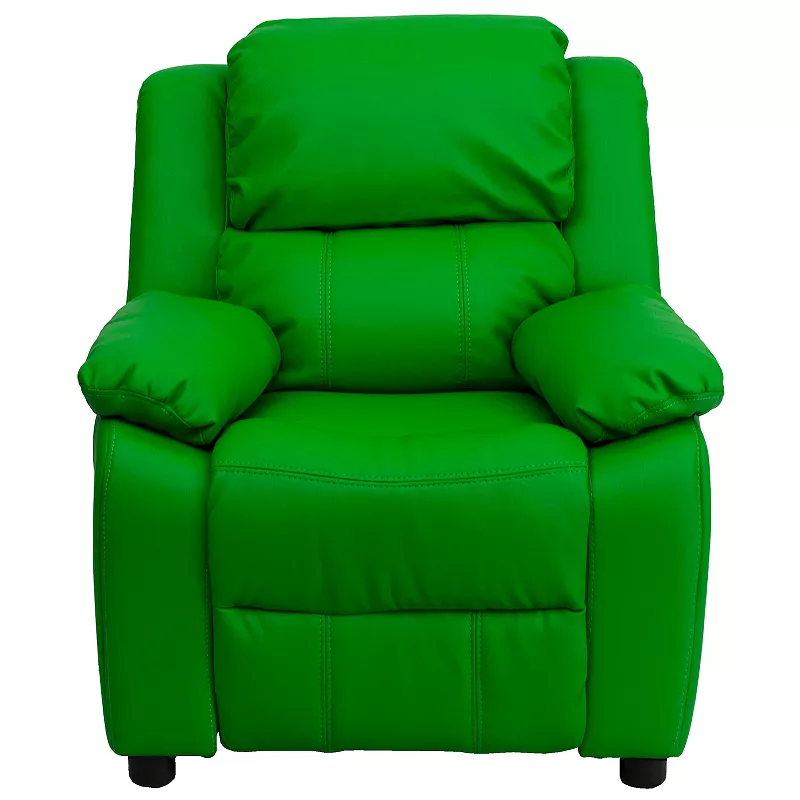 Kids Flash Furniture Deluxe Storage Arms Padded Recliner Chair