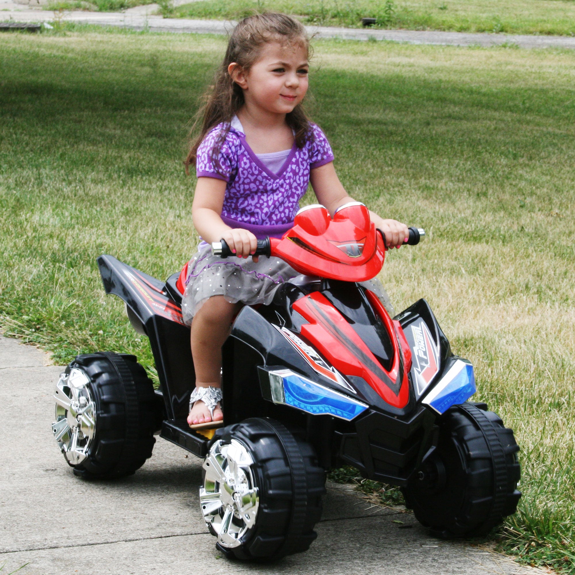 Toy Quad, Battery Powered Ride On Toy ATV Four Wheeler With Sound Effects by Hey! Play! – Toys for Boys and Girls, 2 - 5 Year Olds (Black)