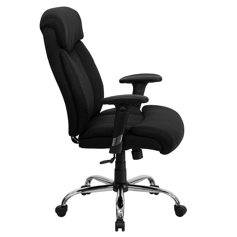 Emma and Oliver 400 lb. Big and Tall High Back Black Fabric Ergonomic Office Chair - Full Headrest