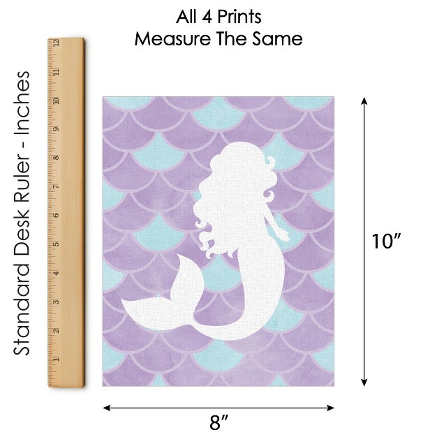 Big Dot Of Happiness Let x27 s Be Mermaids Unframed Purple amp Teal Mermaid Tail Nursery Or Kids Room Linen Paper Wall Art Set Of 4 Artisms 8 X 10 Inches