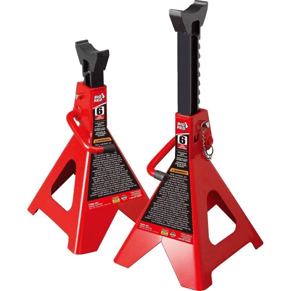 Big Red 6-Ton Double-Locking Jack Stands (2-Pack) T46002C