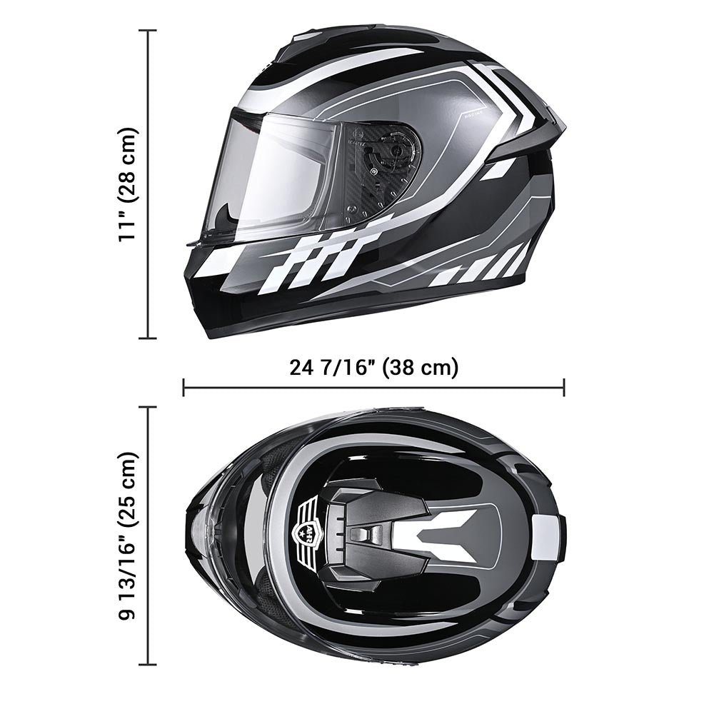 AHR RUN-F3 DOT Motorcycle Helmet Full Black Gray