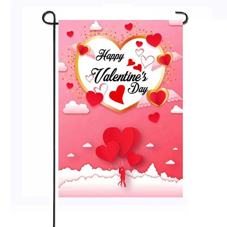 Customized polyester sublimation yard garden banner Outdoor Valentine's Day happy decoration supplies Valentine's Day garden ban