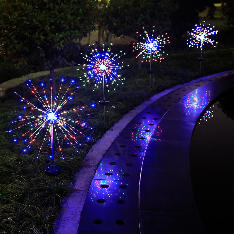 Led Solar Powered Outdoor Waterproof Grass Globe Dandelion Fireworks Lamp 90/120/150 Led For Garden Lawn Landscape Holiday Light