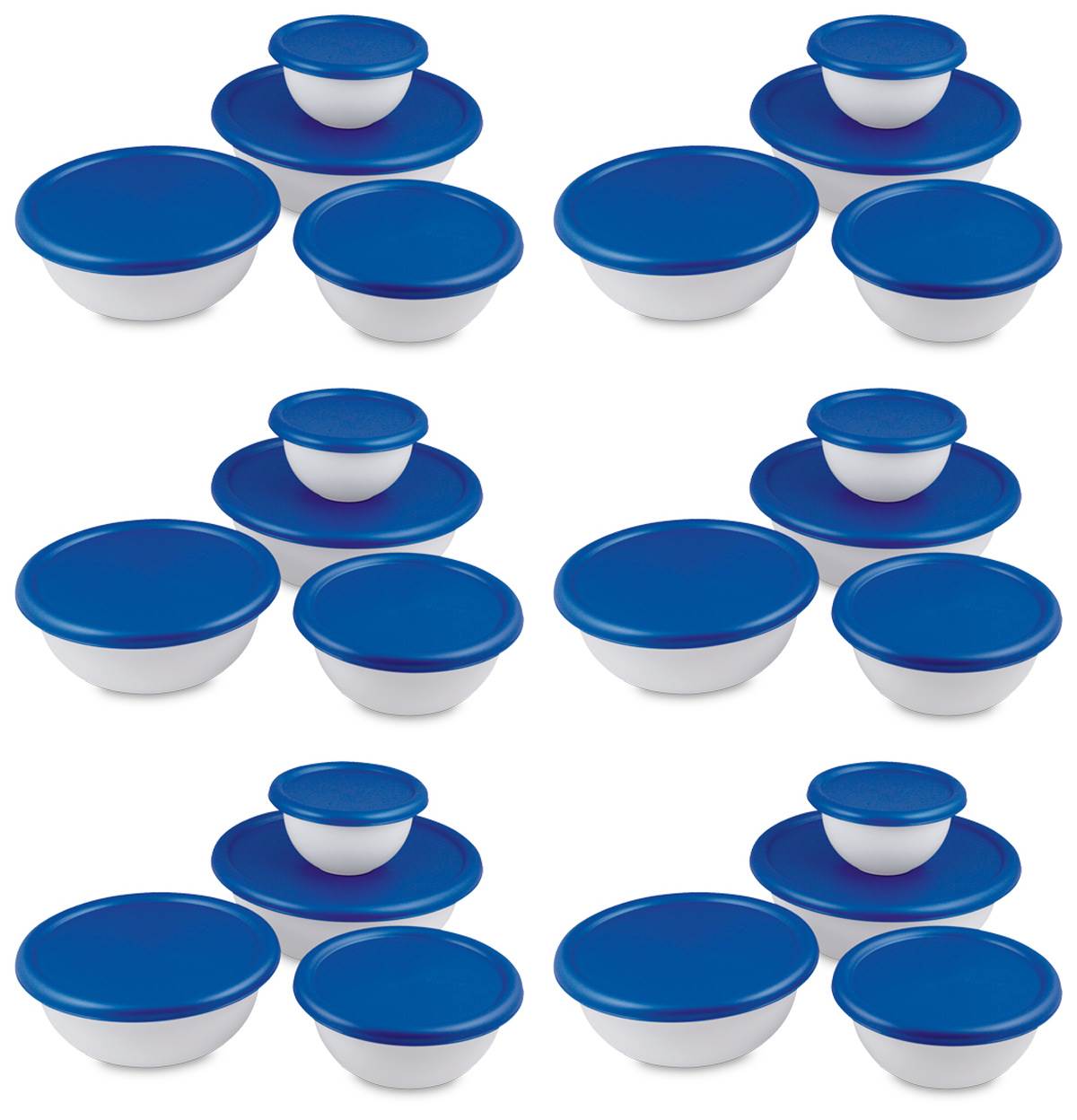 6 Pack Sterilite 07479406 8-Piece Plastic Kitchen Covered Bowl/Mixing Set w/Lids