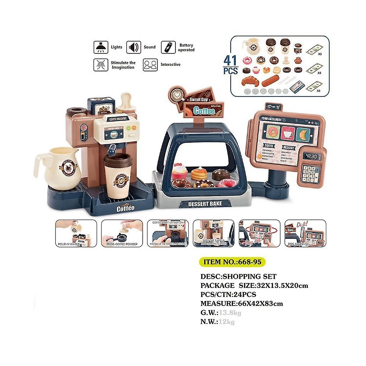 Kids Coffee Maker Toy Set， 40 Pieces Toy Coffee Maker ， Kids Kitchen Accessories Set， Ages 3+