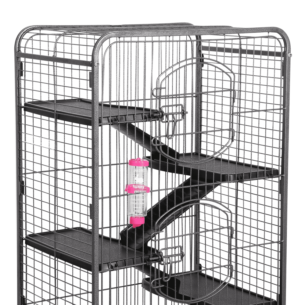 Easyfashion 6 Levels Rolling Pet Cage for Small Animals Black