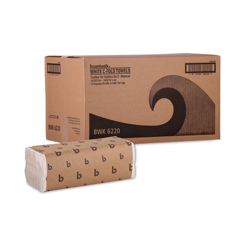 Boardwalk C-Fold Paper Towels Bleached White (200 Sheets per Pack 12 Packs per Carton) BWK6220