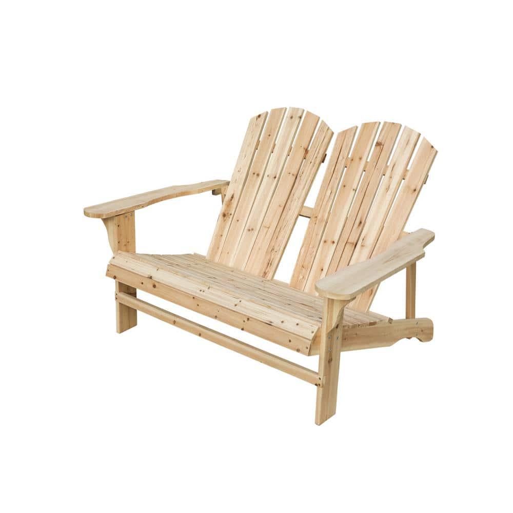 Patio Festival Natural Wood Double Adirondack Chair