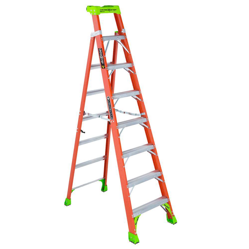 Louisville Ladder Cross Step 8 ft. Fiberglass Leaning Step Ladder (12 ft. Reach) 300 lbs. Load Capacity Type IA Duty Rating L-3080-08