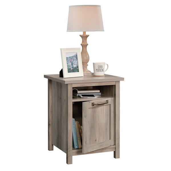 Modern Farmhouse Side Table with USB， Rustic Gray Finish