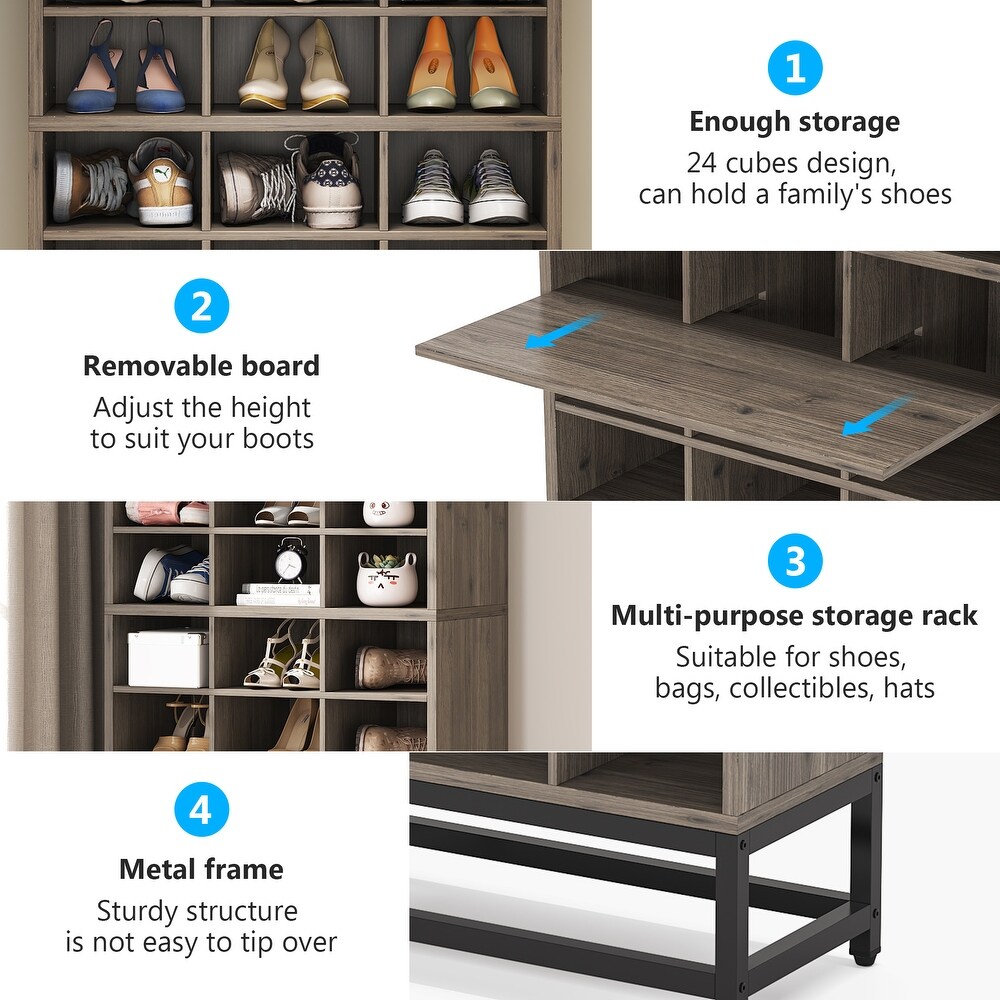 Shoe Storage Rack  24 Pair Shoe Storage Cabinet for Entryway   N/A