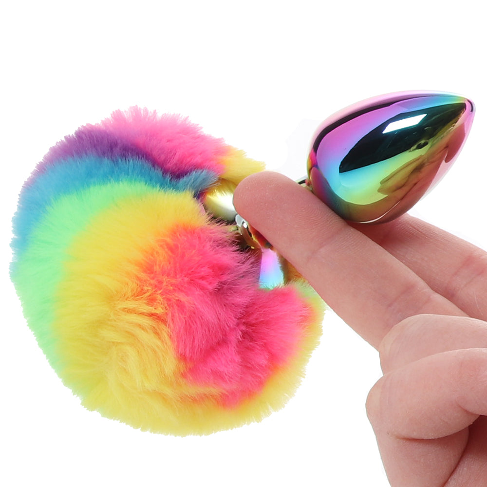 Gemsations 3 Inch Bunny Tail Butt Plug in Rainbow