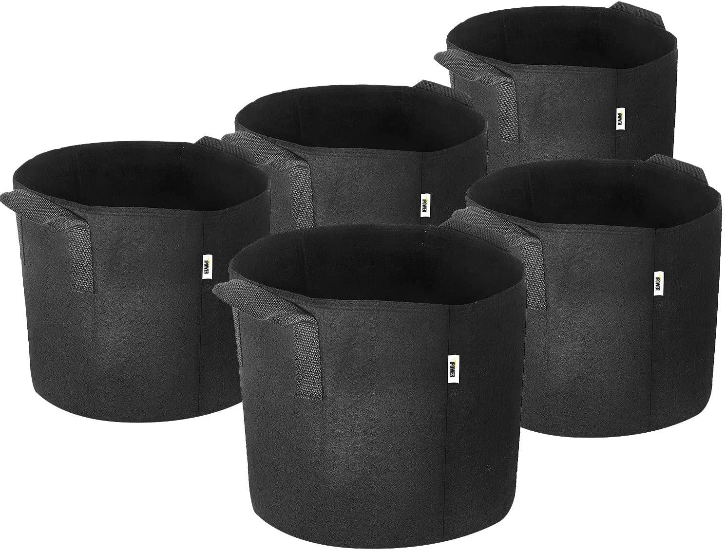 iPower Growlight Black 1 gal. Round Grow Bags (5 Pack)