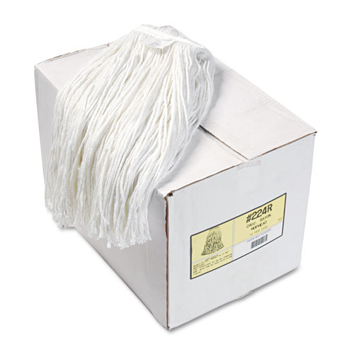 Boardwalk Premium Cut-End Wet Mop Heads | Rayon， 24oz， White， 12