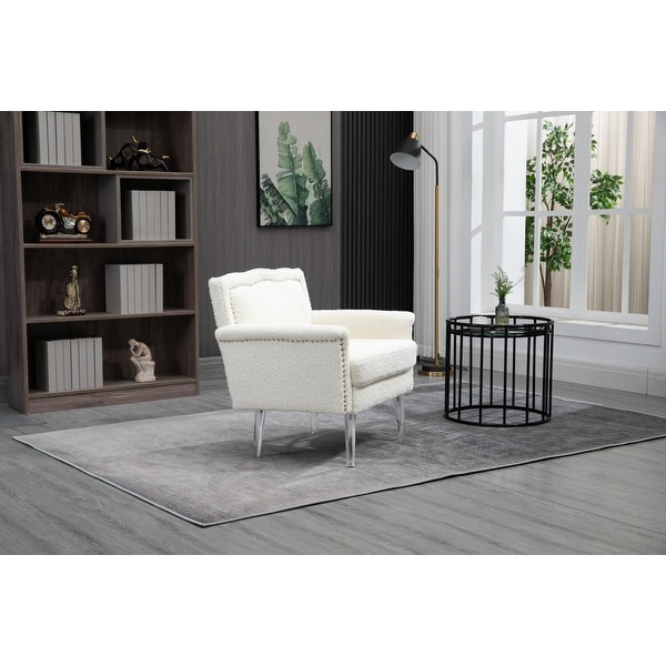 Accent Chair Leisure Single Sofa Chair with Acrylic Feet， Upholstered Arm Club Leisure Modern Reading Chair for Living Room