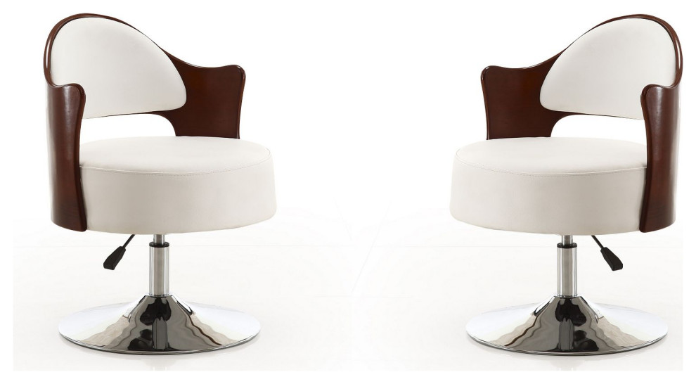 Bopper Swivel Accent Chair in White  ampPolished Chrome (Set of 2)   Contemporary   Armchairs And Accent Chairs   by GwG Outlet  Houzz