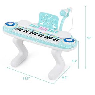 Gymax Z-Shaped Kids Toy Keyboard 37-Key Electronic Piano Blue GYM03936