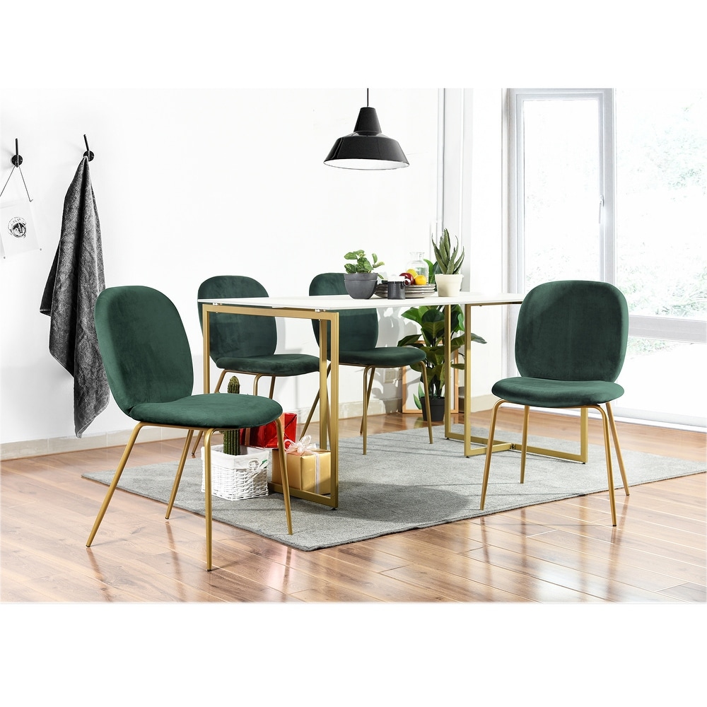 Mid Century Modern Upholstered Velvet 5 Piece Gold Dining Set