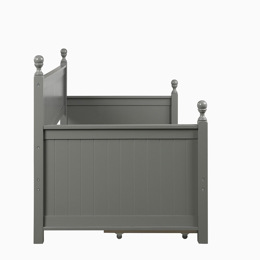 Twin Size Grey Wood Daybed with Drawers