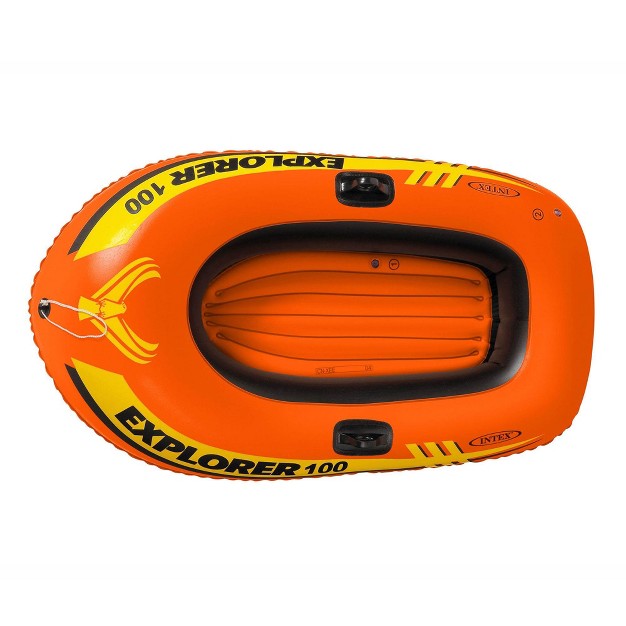 Intex 58329ep Explorer 100 1 Person Youth Kids Pool Lake Inflatable Raft Row Boat With 2 Air Chambers Rigid Design And Bow Tow Rope