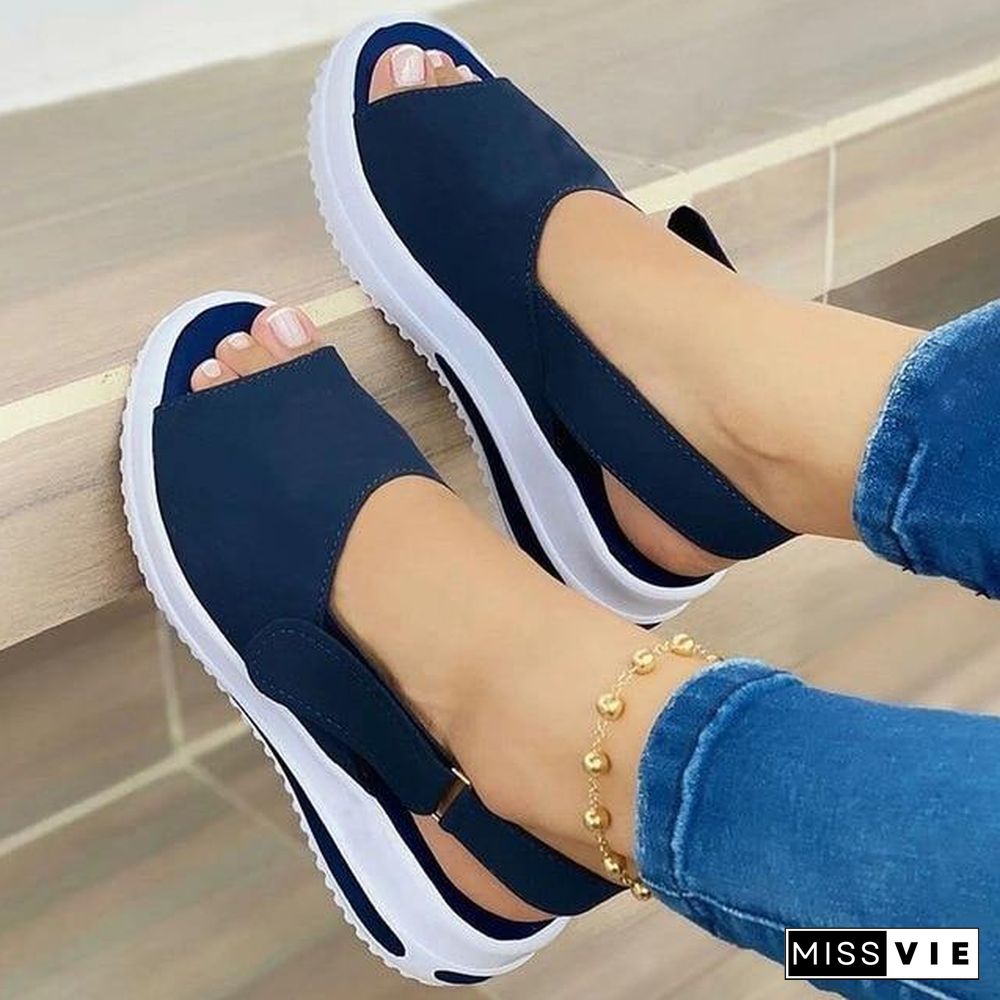 Summer Fashion Women's Wedges Sandals Beach Casual Female Platform Peep Toe Shoes Slingback Lady Mixed Colors Buckle Sandals