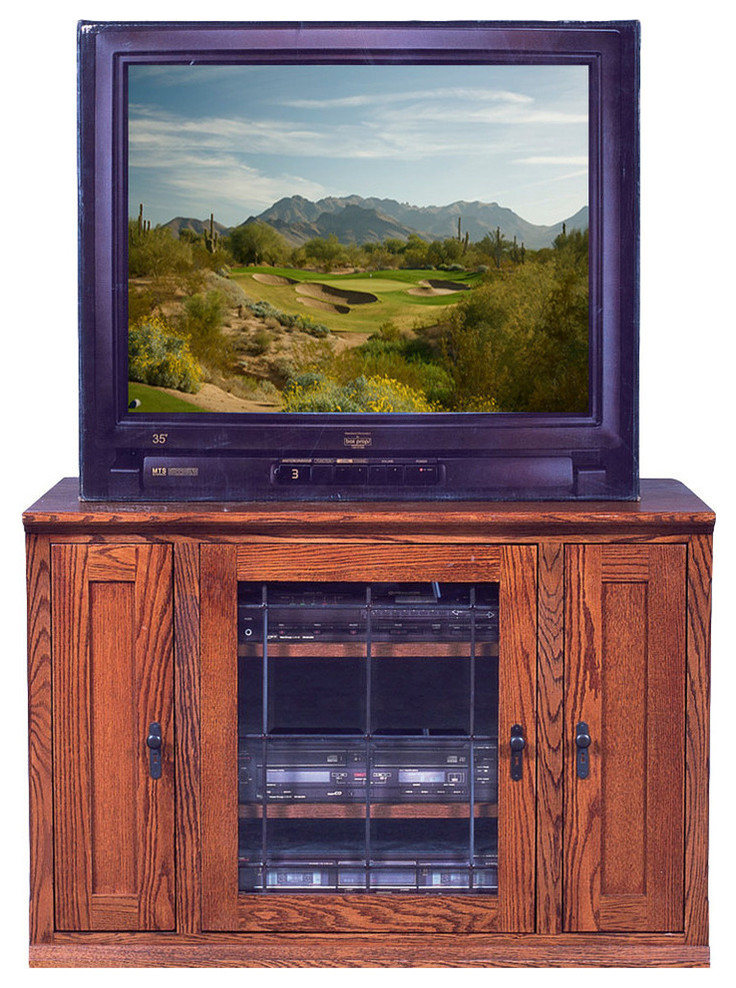 Mission Oak TV Stand With Media Storage   Rustic   Entertainment Centers And Tv Stands   by Oak Arizona  Houzz