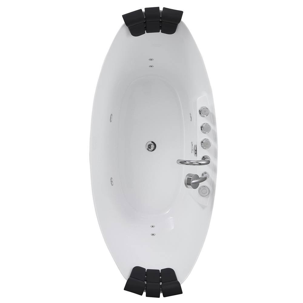 Empava Luxury 59 in. Center Drain Acrylic Freestanding Flatbottom Whirlpool Bathtub in White with Faucet EMPV-59AIS11