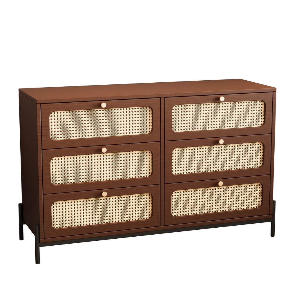 Modern Rattan Wood Storage Cabinet for Living Room