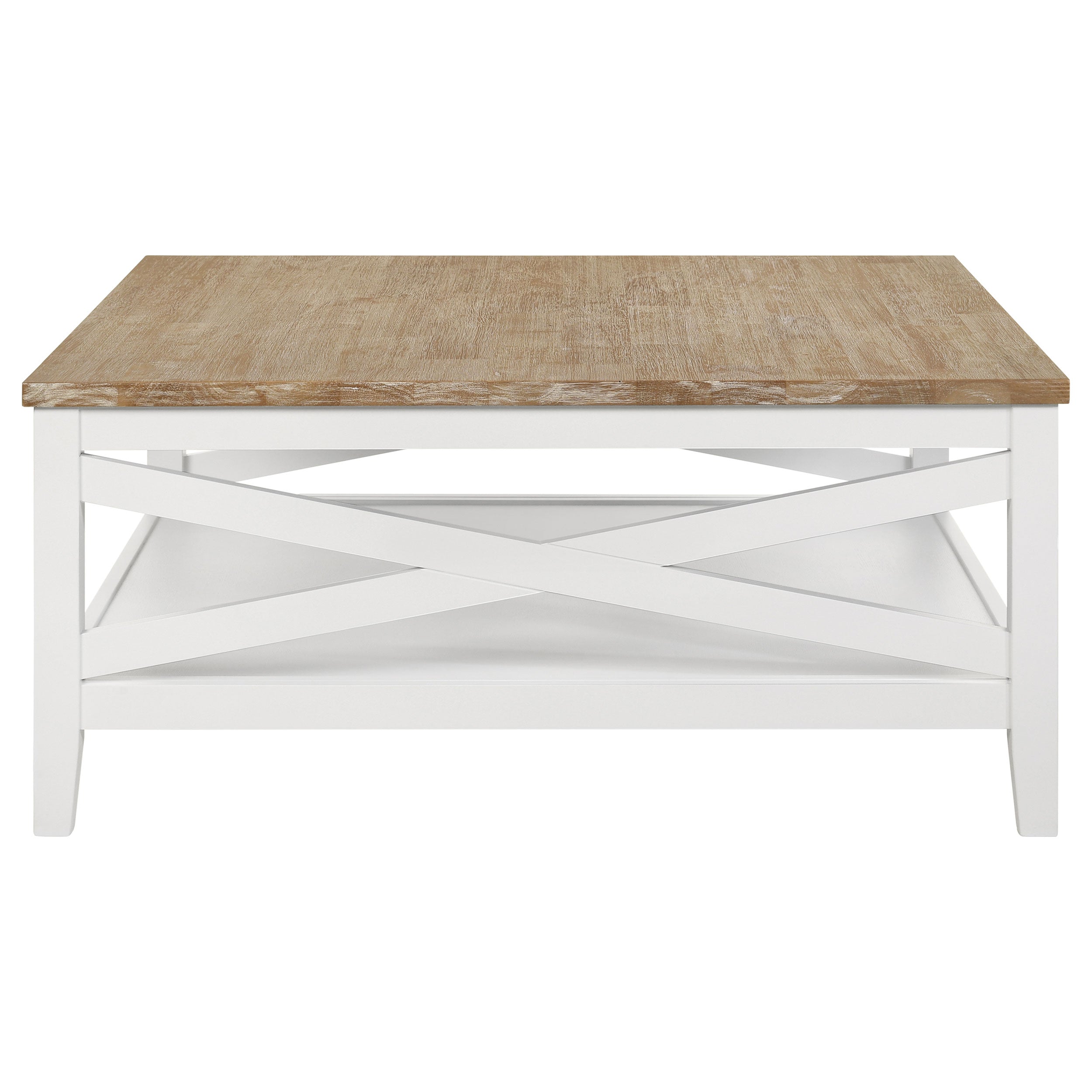 Maisy Square Wooden Coffee Table With Shelf Brown And White-708098