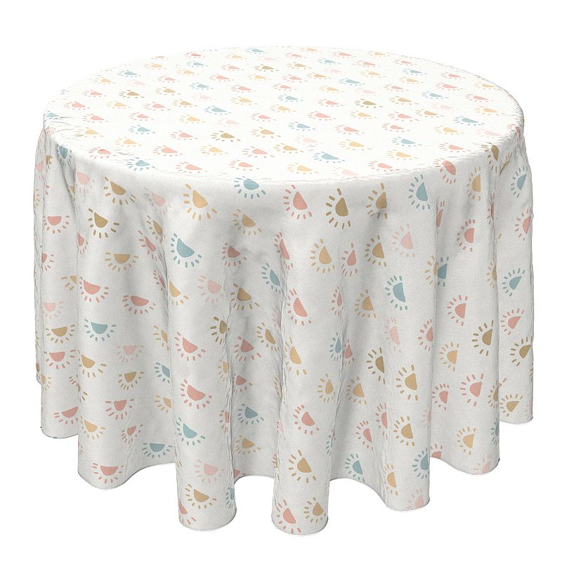 Round Tablecloth， 100% Cotton， 60 Round， Pastel Modern Sunrise