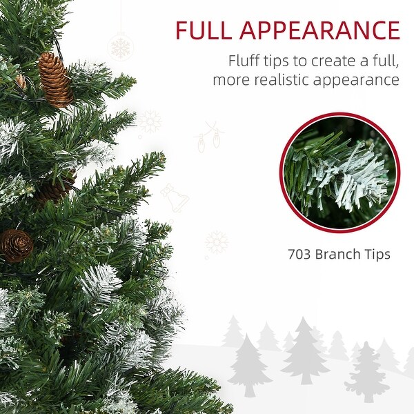 6ft Prelit Skinny Artificial Christmas Tree with Snowdipped Branches and LED Lights，Xmas Holiday Decor