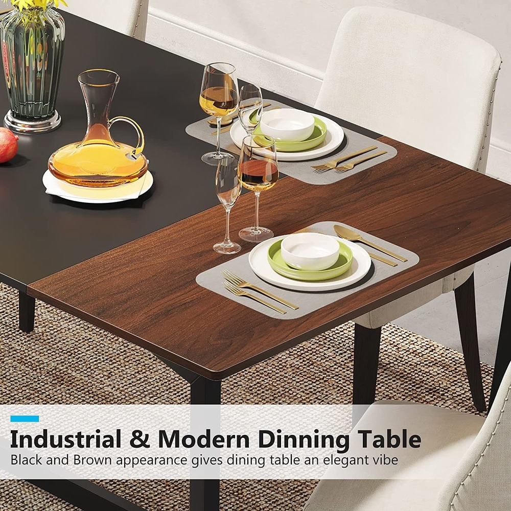 71 inch Dining Table for 6  Industrial Kitchen Table Dining Room Table   Brown