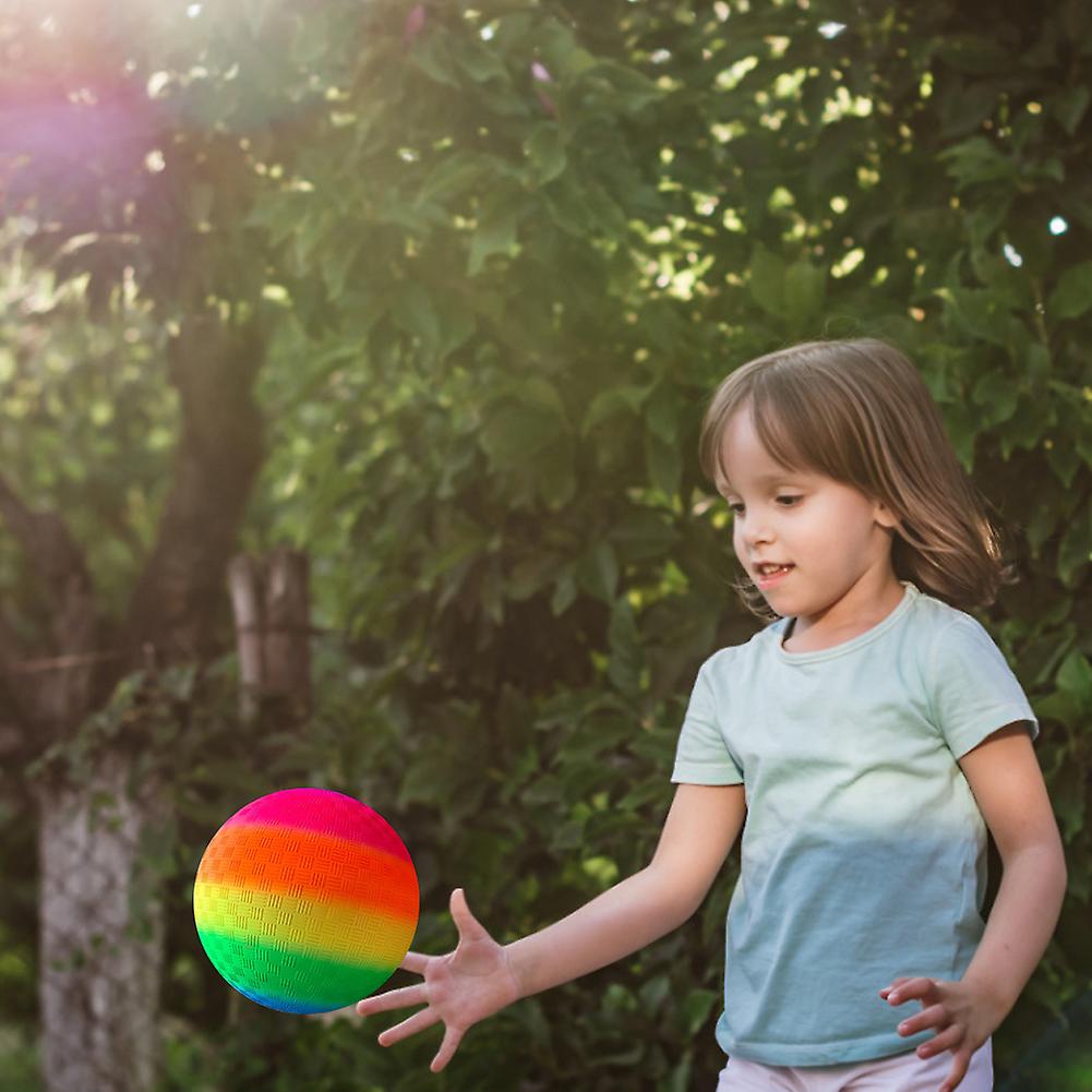 Pvc Bouncy Kickball Rainbow Ball Beach Ball Childrens Play Ball For Park And Beach Outdoor Fun 9 Inches Rainbow Football