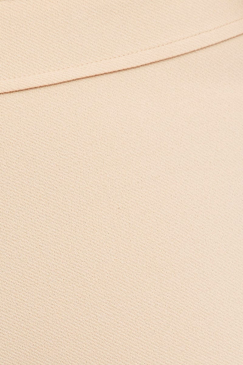 Beige Flare Leg Pants High Rise
