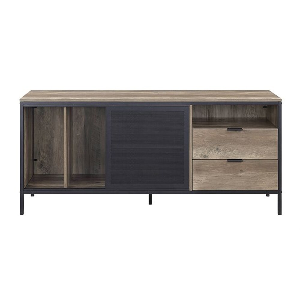 ACME Nantan TV Stand in Rustic Oak   Black Finish