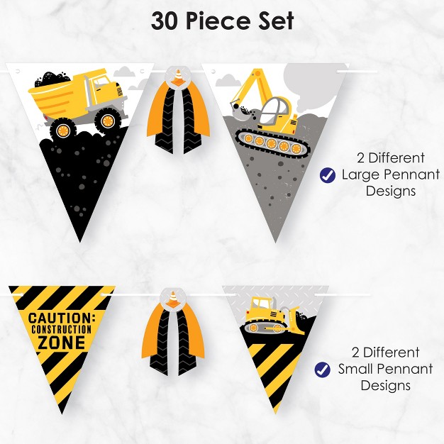 Big Dot Of Happiness Dig It Construction Party Zone Diy Baby Shower Or Birthday Party Pennant Garland Decoration Triangle Banner 30 Pieces