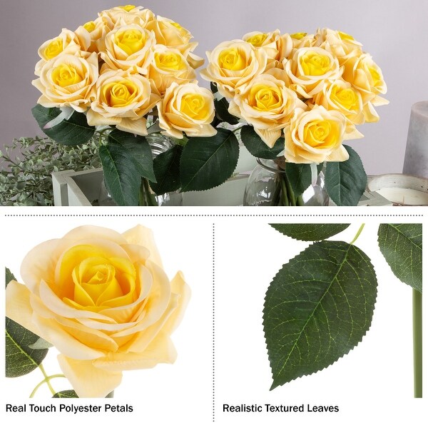 Pure Garden 18pcs Rose Artificial Flowers